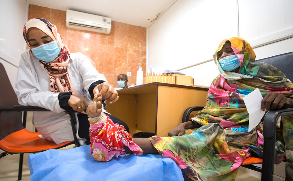 A patient being treated for mycetoma.