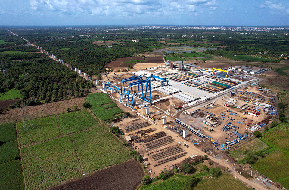 A construction site of the Mumbai-Ahmedabad High Speed Railway Corridor in India. NHSRCL